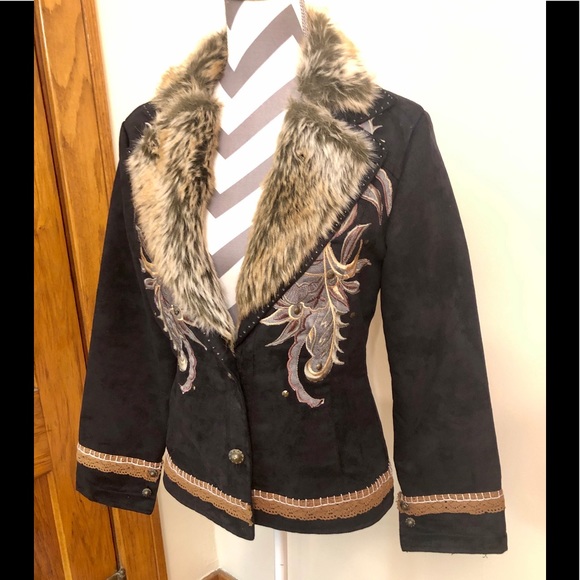 Boho festival faux suede fur blazer jacket - Picture 2 of 7